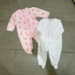 Set of 2 Kissy Kissy footie PJs 3-6 months NWOT